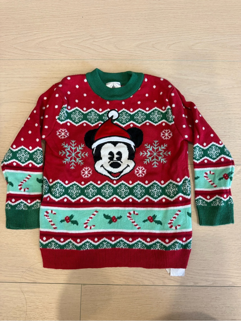 Disney Kids’ Red and Green Mickey Mouse Holiday Crewneck Sweater | 3T